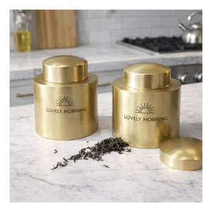 New Stock Arrival High Quality Modern Home <b>Decor</b> Kitchen Use Handcrafted Luxury Brass Tea Canister Airtight Eco-Friendly Leak - Product Image 1