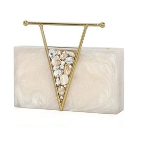 Resin Clutch Bag Hand Bag Acrylic Clutches for With Brass Handal and pocut looks Women <b>Bridal</b> Clutches for Wedding Celebrity - Product Image 1