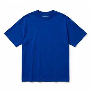 T-shirt en coton bleu royal pour homme, manches courtes, col rond, décontracté, couleur unie, jersey tricoté, coupe classique - Product Image 1