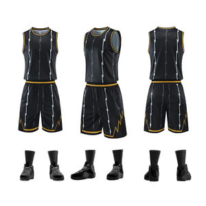Uniformes de basket-ball sublimés noirs et jaunes pour jeunes, vente en gros, vierges, réversibles, personnalisables - Product Image 4
