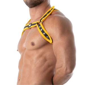 Harnais complet pour hommes noirs, style fetish, en fausse fourrure, avec dentelle, ajustable - Product Image 2