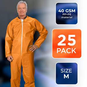 Tute monouso 63 \ "confezione lunga 25 abbigliamento da lavoro industriale PPE Unisex in polipropilene 40 Gsm protettivo per corpo intero - Product Image 2