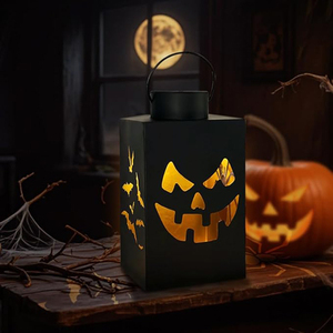 <b>Black</b> Metal Spooky Halloween Candle Lanterns <b>Black</b> Halloween Candle Holders - Product Image 4