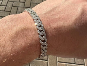 Silver Moissanite Tennis Bracelet Iced Link <b>Bangle</b> Round Brilliant Claw <b>Set</b> Unisex Party Jewelry - Product Image 3