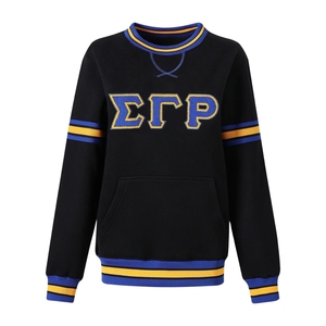 เสื้อสเวตเชิ้ตคอกลม Sigma Gamma Rho สีดำ ผ้าเชนิลล์ มีกระเป๋า  แบบสวมใส่สบาย อุ่นสบาย แขนยาว ผ้าฟลีซ  รับปักลายตามสั่ง  OEM ODM - Product Image 1