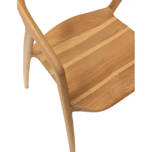 Chaise de salle à manger légère en teck massif, écologique, durable, design scandinave moderne, idéale pour appartement, hôtel, complexe hôtelier, restaurant - Product Image 5