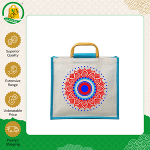 New Design Top Quality Daily Use Eco Friendly <b>Large</b> Jute Tote Shopping <b>Bag</b> with Cane Handle from Indian Supplier - Product Image 3