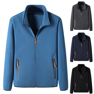 Veste polaire décontractée à capuche pour homme avec fermeture éclair, col montant, motif uni, imperméable et respirante, idéale pour l'hiver - Product Image 1