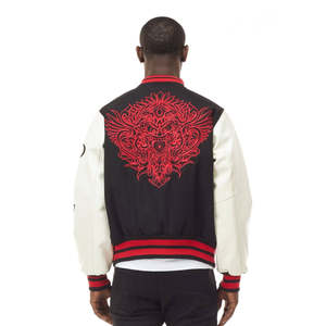 Veste bomber varsity courte en similicuir avec manches en chenille brodée, style baseball, unisexe, streetwear haut de gamme, mode hiver - Product Image 6