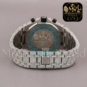 Reloj de Cuarzo Octagonal para Hombre con Moissanita, 42 mm, Cronógrafo, Esfera Analógica, Cristal de Zafiro, Cierre Desplegable, Estilo de Lujo - Product Image 4