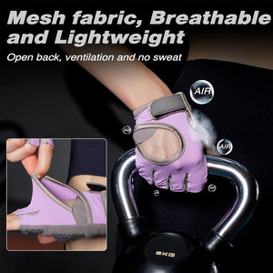 <b>Half</b> Finger Weight Lifting Gloves Purple Gray Non <b>Slip</b> Adjustable Wrist Strap Gym Workout Unisex - Product Image 5