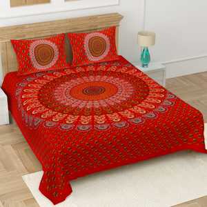 Luxury Indian Hand Block Print Cotton Bedsheet Set Handmade Bedding Hand Block Print Bedsheet with <b>Pillow</b> Covers Wholesale Lot - Product Image 3