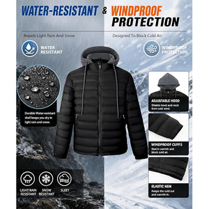 Veste matelassée légère et chaude avec capuche intégrée et fermeture éclair intégrale sur le devant pour femmes, idéale pour l'hiver - Product Image 3