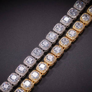Pulsera de Lujo Iced Out con Diamantes Cultivados en Laboratorio, Cadena de Tenis con Halo, Eslabones Cuadrados Gruesos, Certificación IGI, Bling - Product Image 3