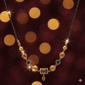 Mangalsutra de Oro Antiguo de 22K con Sello BIS - Collar Tradicional Hecho a Mano con Cuentas Negras en Oro Amarillo 916 - Product Image 3