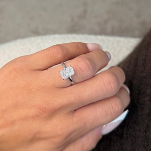 <b>ring</b> style Emerald Cut <b>Diamond</b> Engagement <b>Ring</b> 925 Silver Prong Setting Classic Style - Product Image 5