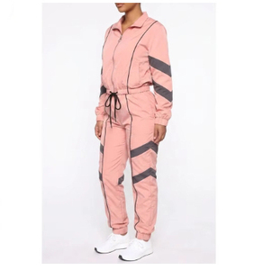 Conjunto Deportivo Casual de 2 Piezas para Mujer, Chaqueta con Capucha a Prueba de Viento con Bloques de Color y Pantalones Jogger, 100% Algodón, para Correr - Product Image 3