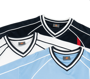 Camiseta de Fútbol Blanca con Cuello en V y Manga Corta, Franja Roja, Poliéster que Absorbe la Humedad, Nombre del Equipo Impreso Personalizado, Unisex, Deportiva para Adultos - Product Image 5