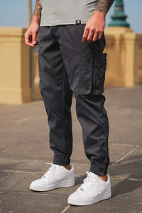 Pantalon cargo pour homme, taille élastique, séchage rapide, coupe ample, couleur unie, vêtements décontractés d'extérieur avec poches, toutes saisons - Product Image 2