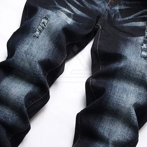 <b>Men</b> Distressed Jeans <b>Pant</b> Washed <b>Stretch</b> Fabric Straight Leg Ripped Design Casual Modern Street Style Clothing - Product Image 6