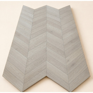 Parquet en chêne massif à chevrons, 15 mm, 5 pouces, rainuré et langueté, couleur gris argenté - Product Image 4