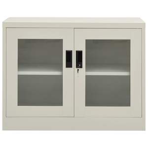 Archivador de Oficina de Acero Gris Claro con Vidrio Templado, 35.4x15.7x27.6 Pulgadas - Product Image 2