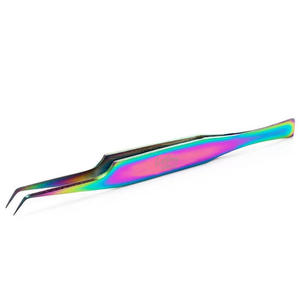Vired Impex Professional Stainless Steel Fiber <b>Lash</b> Eyebrow Tweezers <b>Cluster</b> Curved Tip High Quality Durable Precision 10mm - Product Image 4