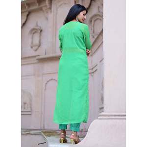 Vestido de Pantalón y Blusa Transparente de Georgette Verde Primavera para Mujer, Talla XS - Product Image 2