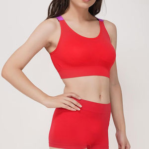 Vêtements de sport pour femmes : Ensemble de yoga sans couture, soutien-gorge de sport, legging taille haute, ensemble de gym, short de course à épaules tombantes - Product Image 5