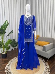 Conjunto Sharara de Georgette Sintético de Última Moda para Mujer, Elástico y Reversible, Ideal para Diwali/Bodas - Product Image 2
