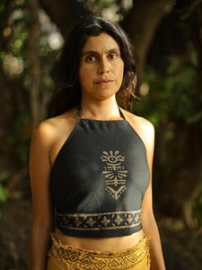 Handcrafted Tribal Block Print Brown Cotton Halter Crop <b>Top</b> Bohemian <b>Festival</b> Wear Eco-Friendly Organic Khadi Sleeveless <b>Top</b> - Product Image 3