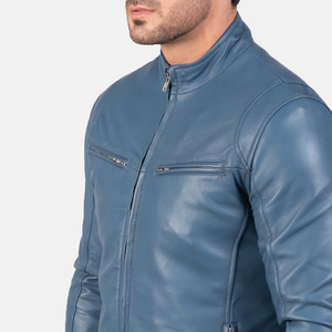 Stylish <b>Men's</b> Genuine Lambskin <b>Leather</b> Biker Style <b>Jacket</b> in Black with Quilted Shoulders <b>jacket</b> for <b>men</b> - Product Image 3