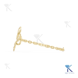 Elegant Lab Grown Diamond Floral Link <b>Bracelet</b> 14K <b>Solid</b> Gold Luxury Fine Unisex Minimalist Jewelry Party Gift - Product Image 6