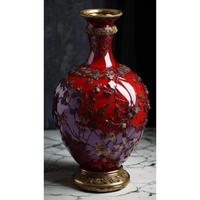 Accessoires pour la maison, vase décoratif, plantes artificielles, fleurs, vase en métal noir avec motif de fleurs de prunier dorées, décoration de table faite à la main