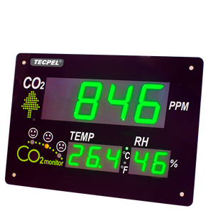 TECPEL TRH-3351 บอร์ดแสดงผลอุณหภูมิและความชื้น CO2 0-3000 ppm เครื่องตรวจสอบคุณภาพอากาศภายในอาคาร - Product Image 1