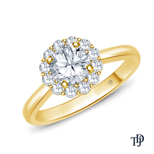 Bague de fiançailles élégante en or 10 carats, design floral moderne personnalisé, sertie d'un diamant central étincelant cultivé en laboratoire, vente au détail OEM - Product Image 1