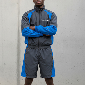 Hot Sale Custom Two Piece <b>Short</b> Set Windbreaker Lightweight Nylon Polyester Men's Track Suit Zip <b>Jacket</b> <b>Short</b> Jogging Suit - Product Image 4