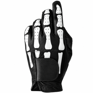 Gant de golf en cuir véritable de qualité supérieure, main droite, respirant, unisexe, à enfiler, blanc et noir, gants de sport - Product Image 2