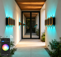 Lampe murale intelligente LED RGBW noire et or, 8W, contrôle par application TUYA, contrôle par téléphone Bluetooth, lampe murale décorative intelligente
