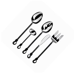 Support Customize Logo Hotel Restaurant Serving Spoon Knife <b>Fork</b> and Spoon Shiny Sliver Cutlery With Twisted Handles - Product Image 2