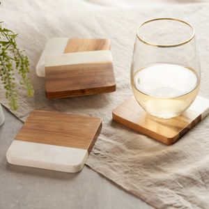 DualTone Marble Resin Luxury Eco-Friendly <b>Coaster</b> <b>Set</b> - Product Image 2