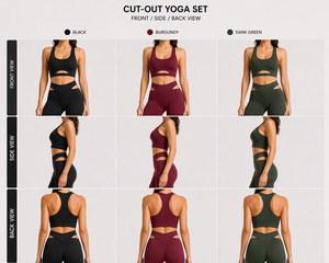 Custom Women Yoga Set Cutout High Waist Leggings Sports Bra Gym Fitness Workout Activewear OEM Wholesale - Product Image 5