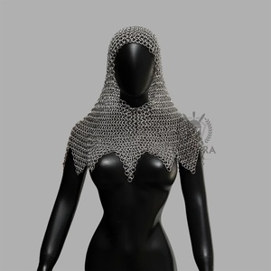 Coif en maille d'aluminium pour femme, 10 mm, calibre 16, anneaux boutés, costume de cosplay pour femme LA-77 Pâques - Product Image 2