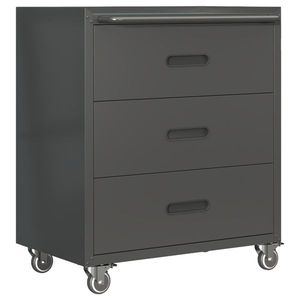 Armadio Metallico a 3 Cassetti Resistente con Ruote Nero/Grigio Soluzione Organizzativa per Casa, Ufficio o Garage - Product Image 6