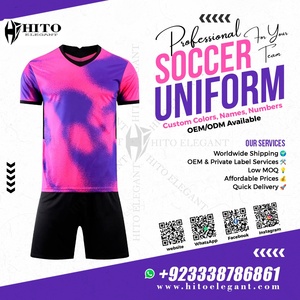 Maillot de football respirant à séchage rapide ensemble pour enfants ensembles d'uniformes de football personnalisés Kits de football uniforme de football pour hommes couleur de bloc à col en V - Product Image 2
