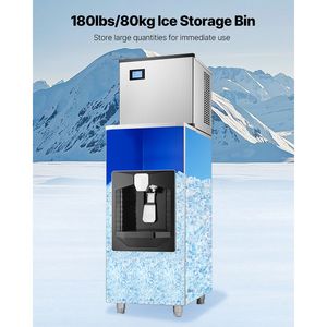 Dispenser di Ghiaccio ad Alta Capacità 180 Libbre con Contenitore, Tritaghiaccio Automatico 20 Libbre/Min, Dispenser di Bevande Regolabile in Altezza - Product Image 3