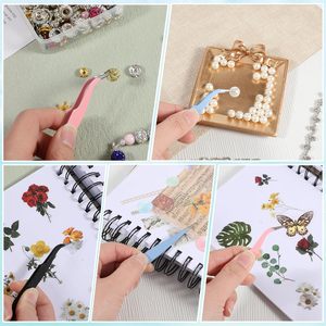 Juego de 6 Pinzas de Acero Inoxidable, Rectas y Curvas, 3 Colores, Pinzas de Precisión para Extensiones de Pestañas, Arte de Uñas y Manualidades - Product Image 2