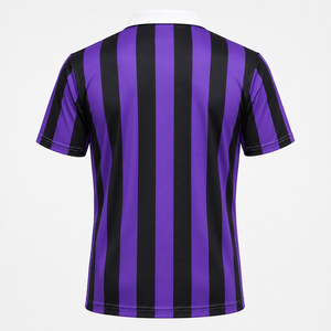 Camiseta Polo para Árbitro, Rayas Moradas y Negras, Cuello Blanco, Bolsillo en el Pecho, Manga Corta, para Oficiales de Fútbol Profesional - Product Image 2
