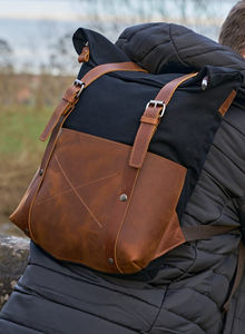 Mochila de Viaje Vintage de Lona y Cuero Genuino Resistente al Agua, de Alta Calidad, Fabricante de Marca Privada al por Mayor, LCB-0022 - Product Image 2