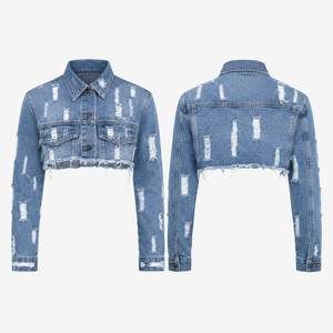 Custom Womens Denim <b>Jacket</b> Pointed Collar <b>Patches</b> for Streetwear Retailers Wholesale Factory Direct Bulk - Product Image 3